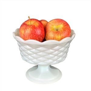 Vintage Milkglass Quilted Pattern Footed Compte